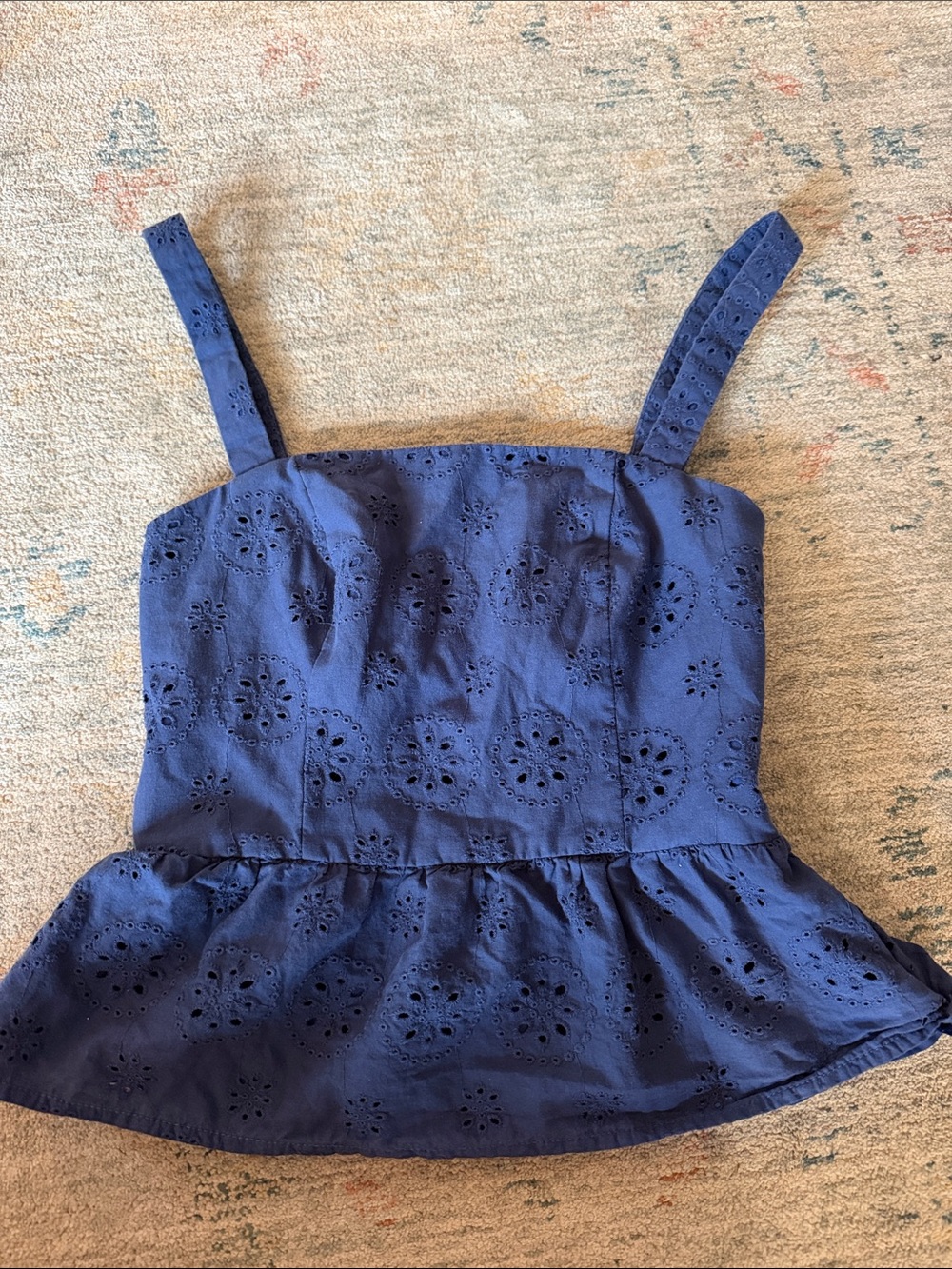Hutch Navy Eyelet Peplum Tank Top